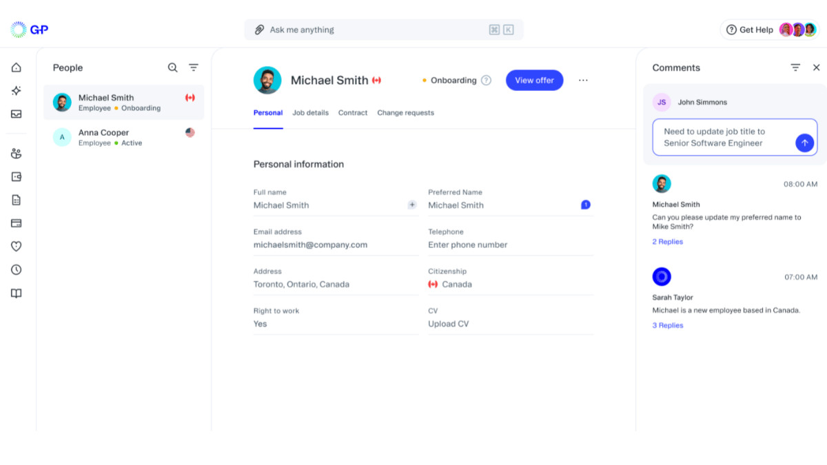 G-P product platform dashboard