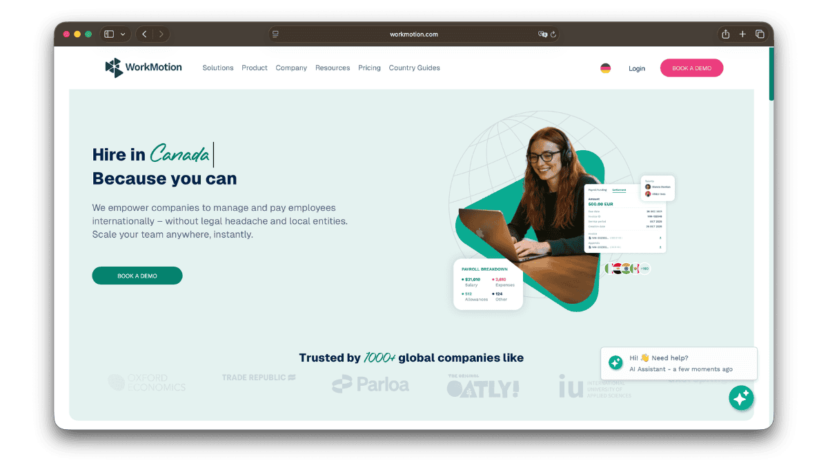 WorkMotion Screenshot of Website