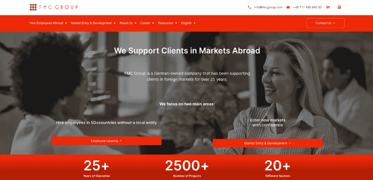 Homepage screenshot of FMC Group