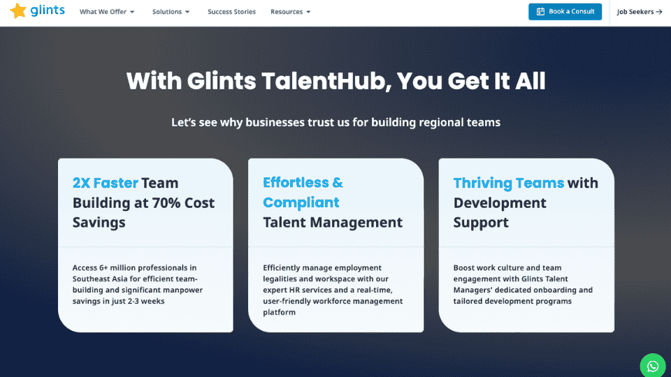 glints website screenshot